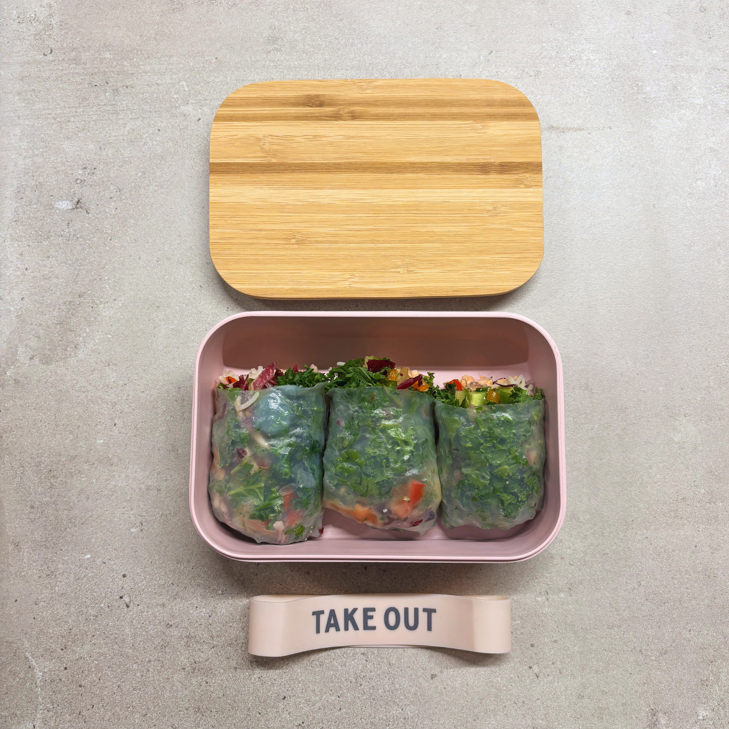 Pack of 3 Take Out Bamboo Lunch Box in Blush Pink | Eco-Friendly and Sustainable | 7.5" x 5" x 2"