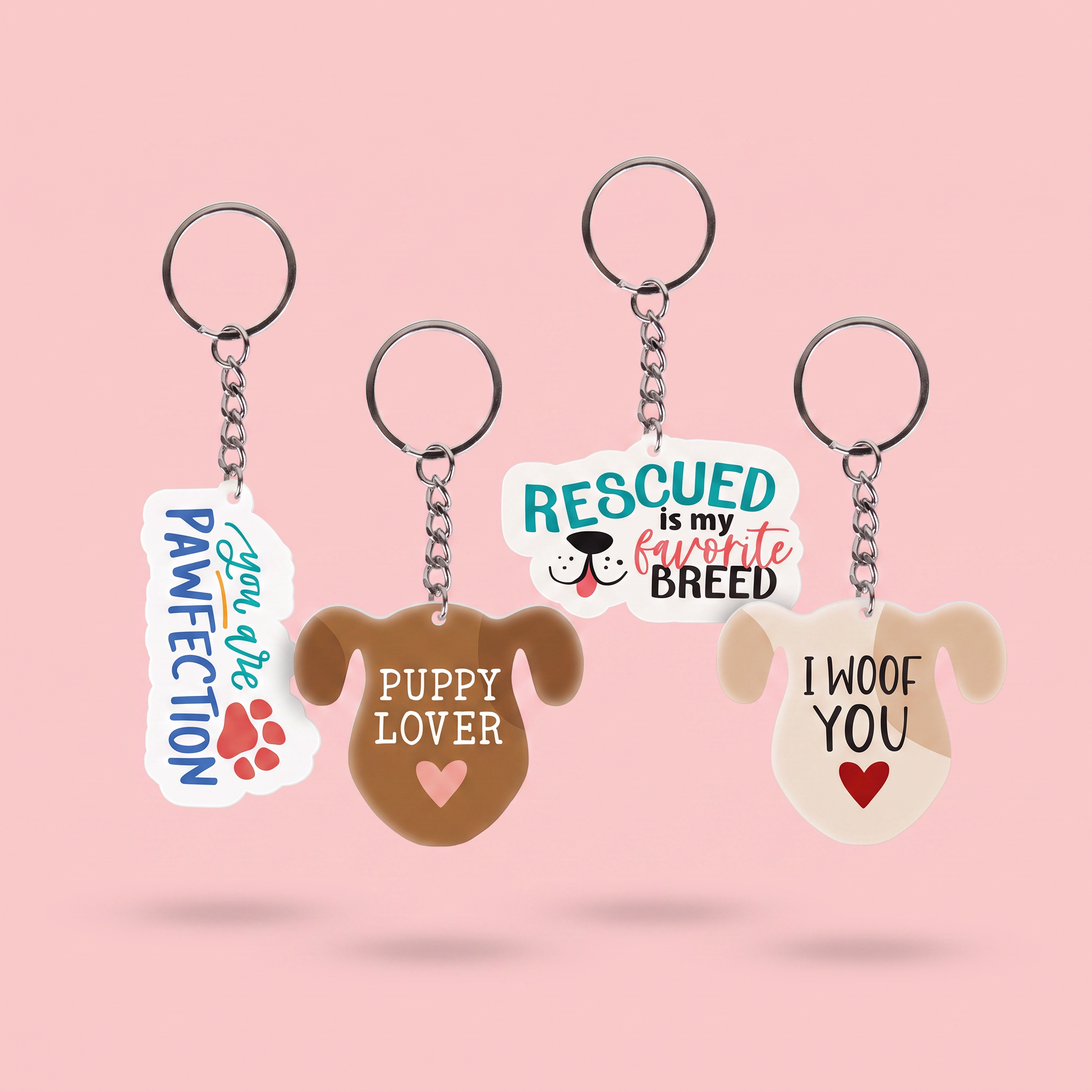 Pack of 4 Dog Lover Keychains-Creative Brands-The Bullish Store