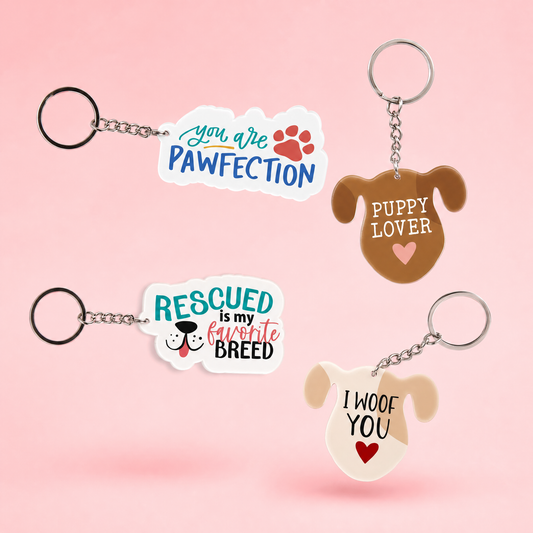 Pack of 4 Dog Lover Keychains-Creative Brands-The Bullish Store