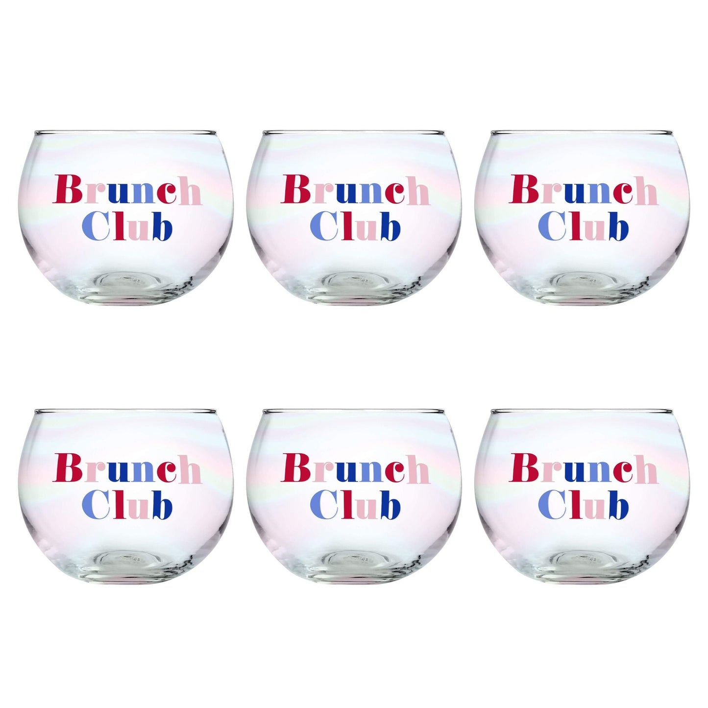 Pack of 6 Brunch Club Roly Poly Clear Glass | 13 oz.