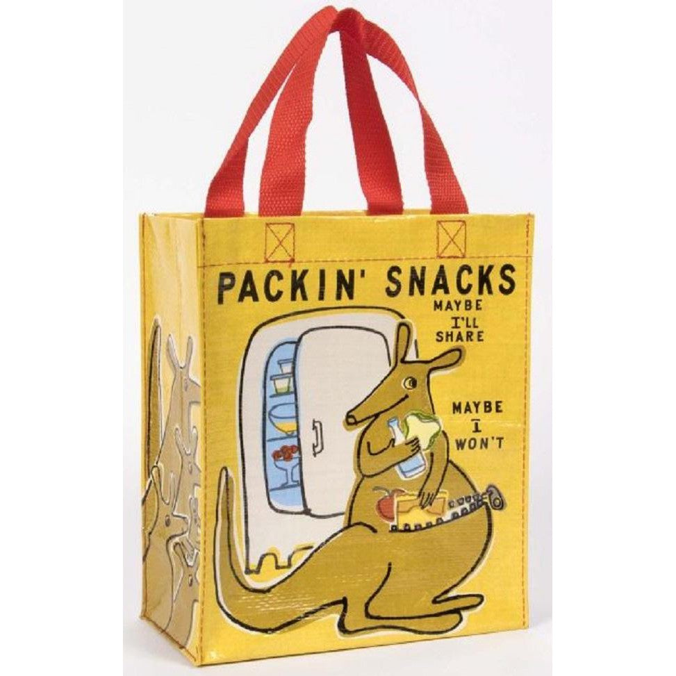 Packin' Snacks Handy Tote in Orange Recycled Material With Kangaroo Design