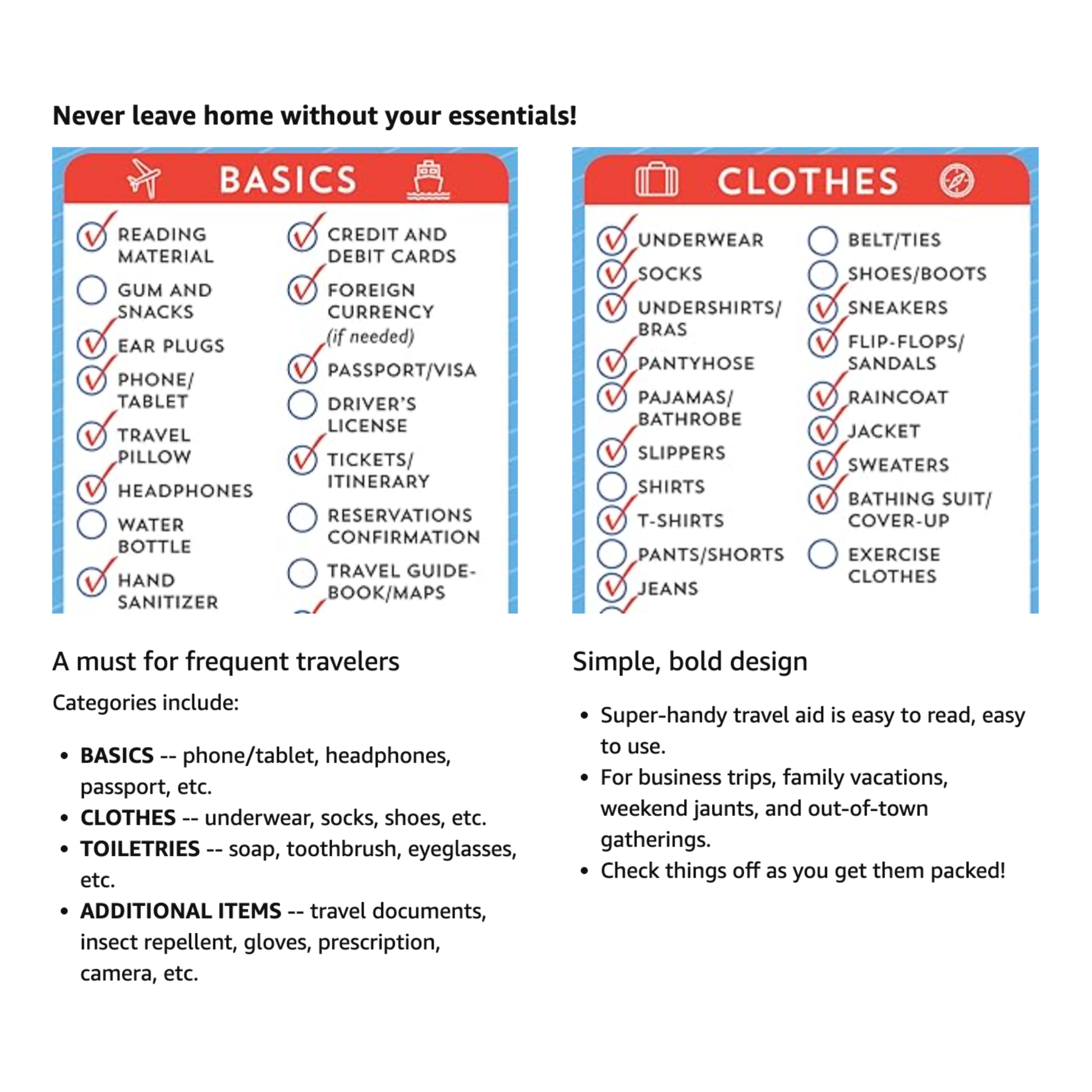 Packing List Note Pad | 60 Tearable Sheets 6" x 9" Stationery List Pad