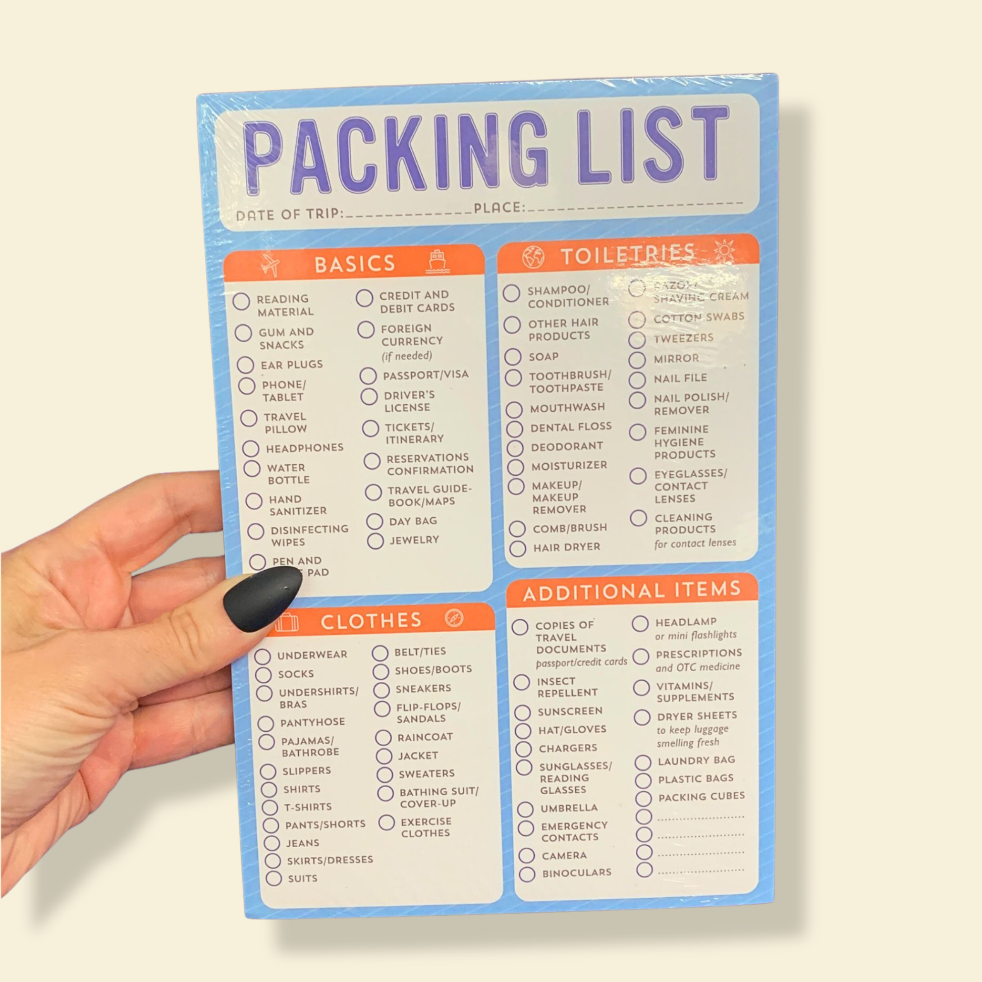 Packing List Note Pad | 60 Tearable Sheets 6" x 9" Stationery List Pad