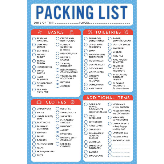 Packing List Note Pad | 60 Tearable Sheets 6" x 9" Stationery List Pad