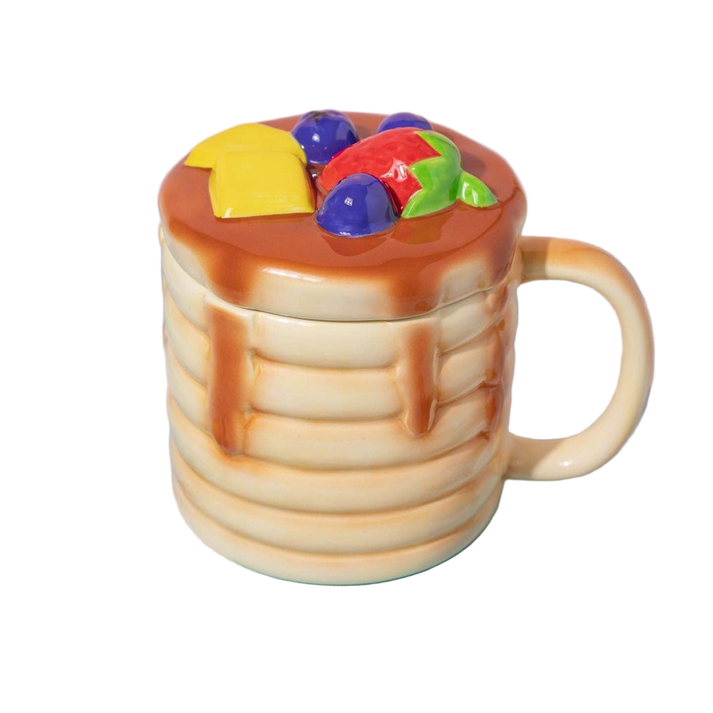 Pancake Mug With Lid | Graphic Coffee Tea Cup | 16oz
