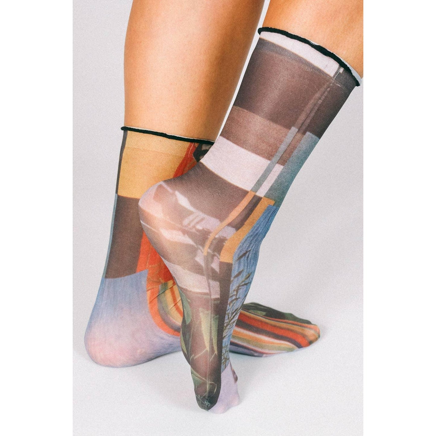 Paper Nylon Ankle Socks by Rosie Barker | Moody Sheer Ruffle Socks
