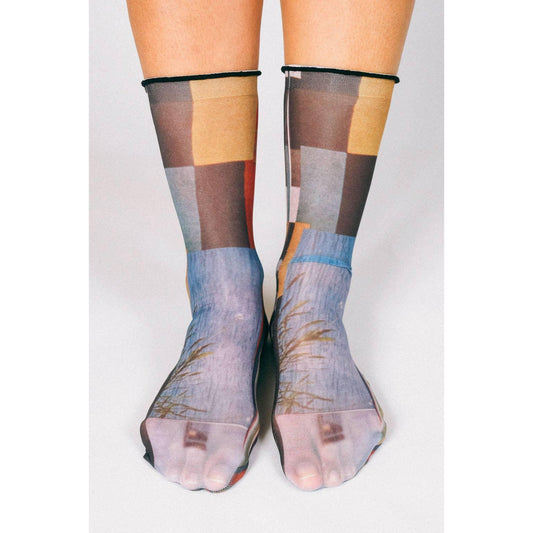Paper Nylon Ankle Socks by Rosie Barker | Moody Sheer Ruffle Socks