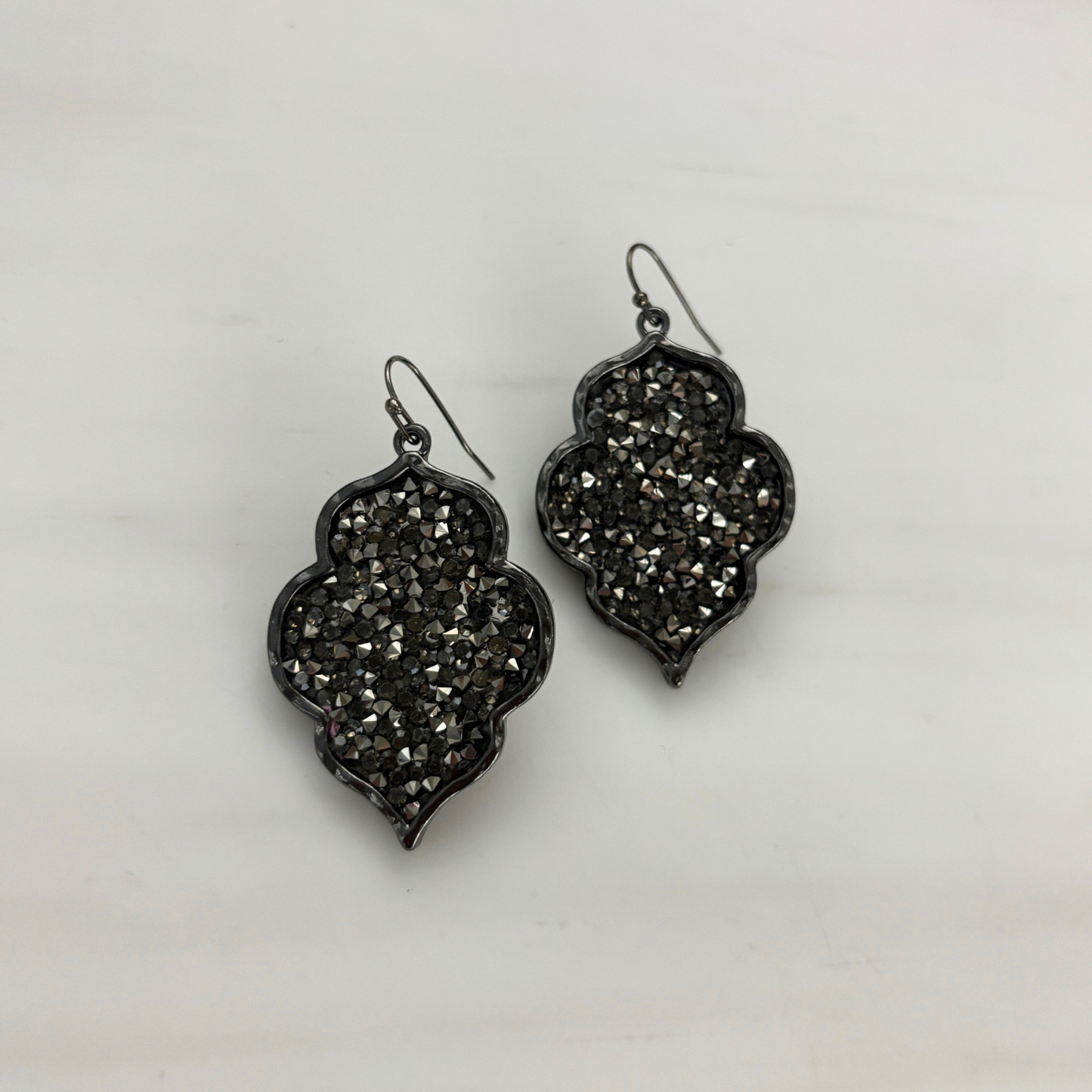 Black Textural Crystal Pavé Earrings
