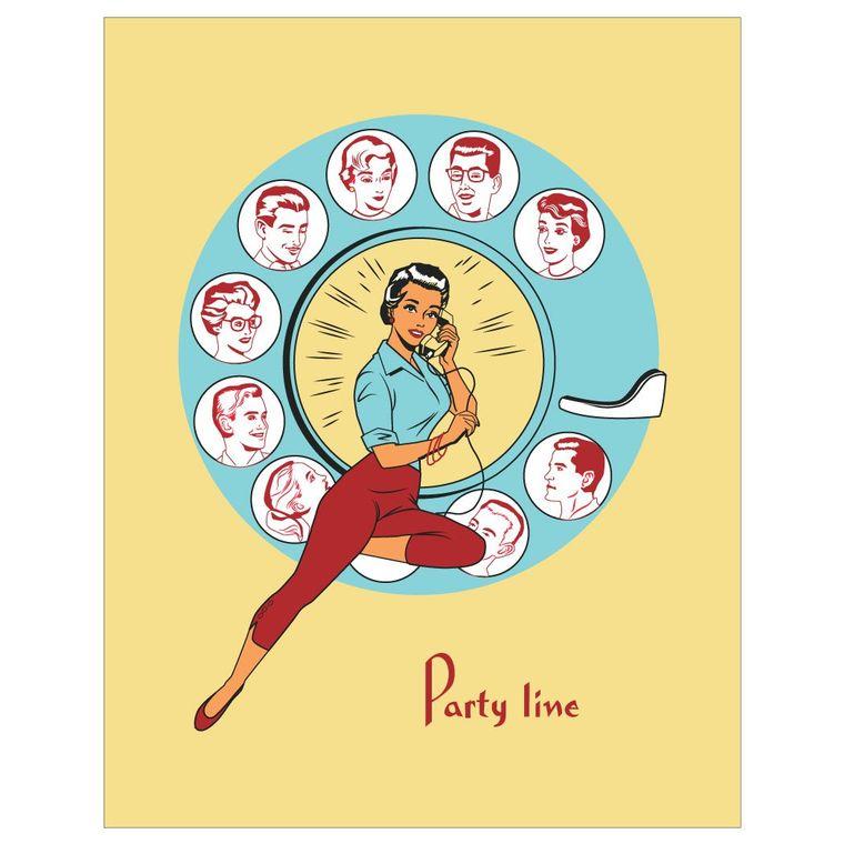 Party Line Telephone 2.5" x 3.5" Vintage Art Magnet