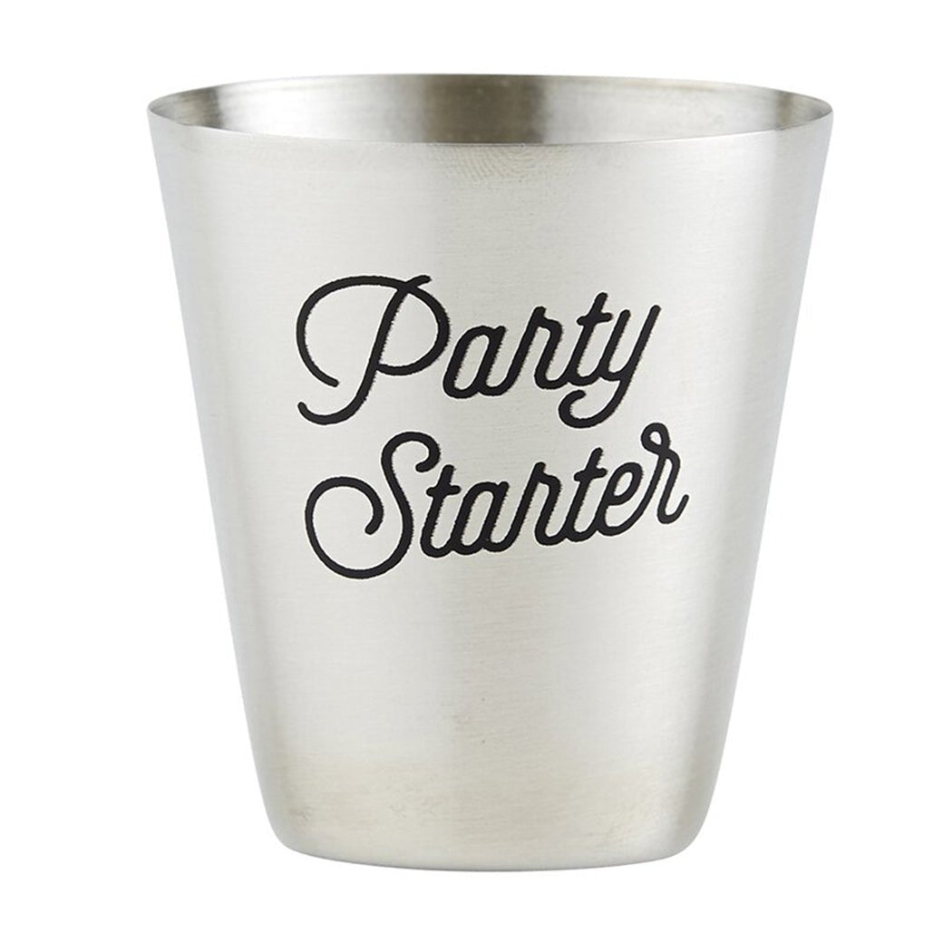 Party Starter Stainless Steel Shot Cups | Set of 4 Shot Glasses in Gift Bag