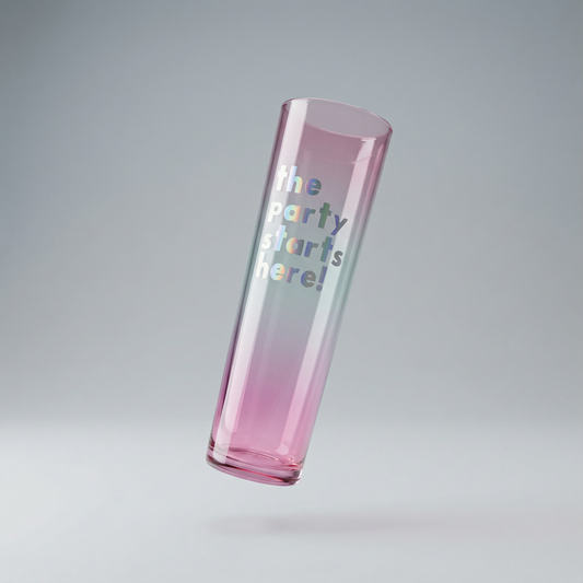 Party Starts Here Flat Bottomed Champagne Glass Flute