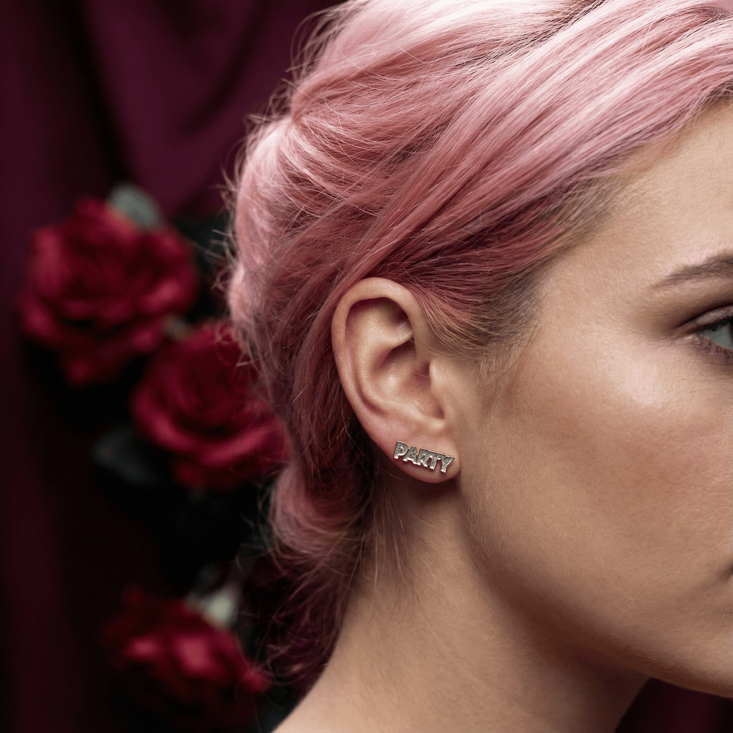 Party Time Stud Earrings | Light Pink and Gold with Glitter Finish