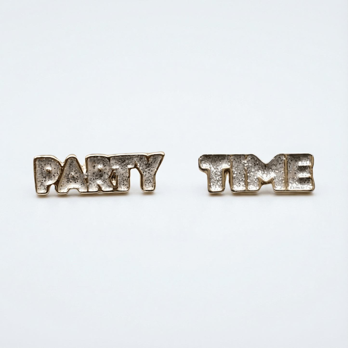 Party Time Stud Earrings | Light Pink and Gold with Glitter Finish