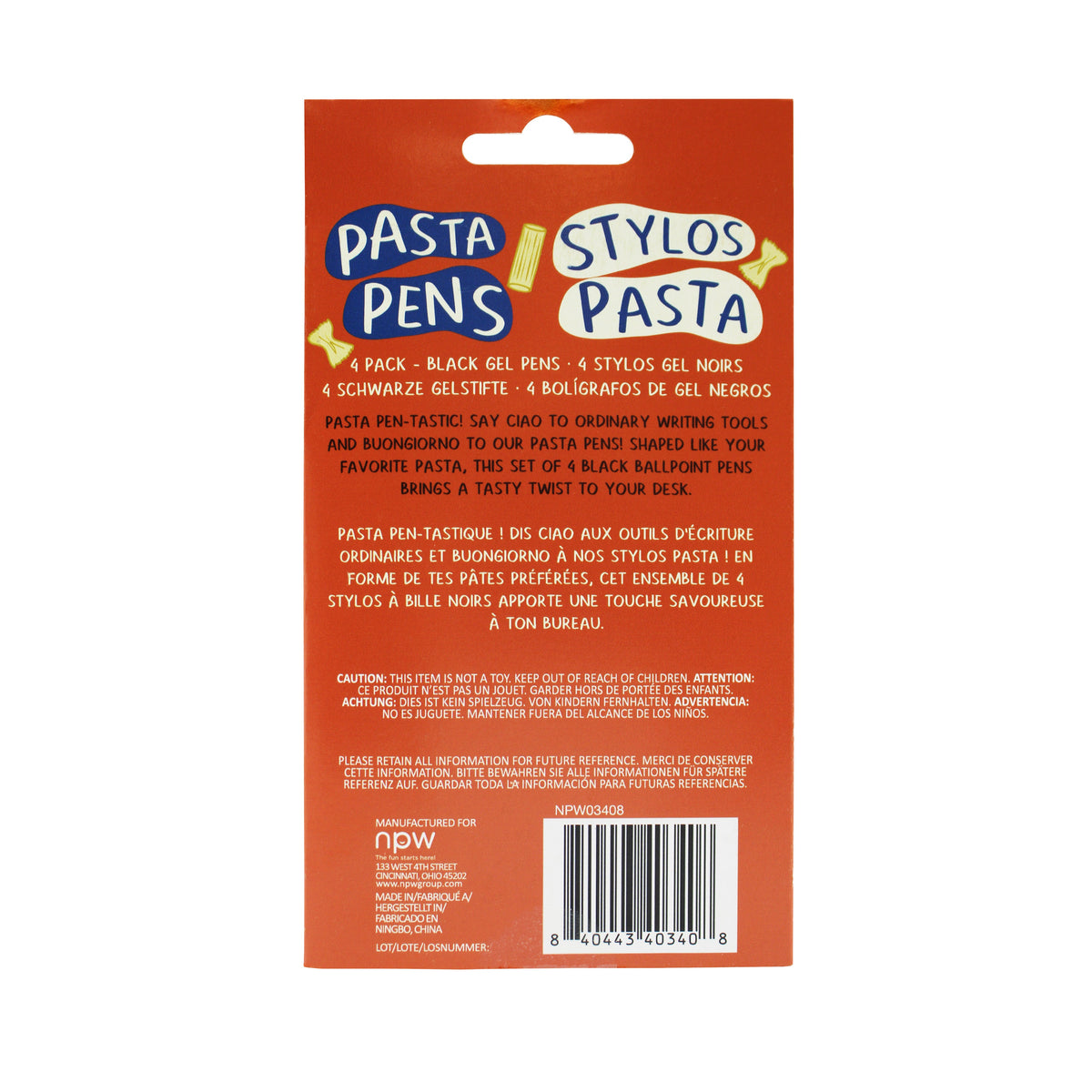 Pasta Pens 4 Pack - back