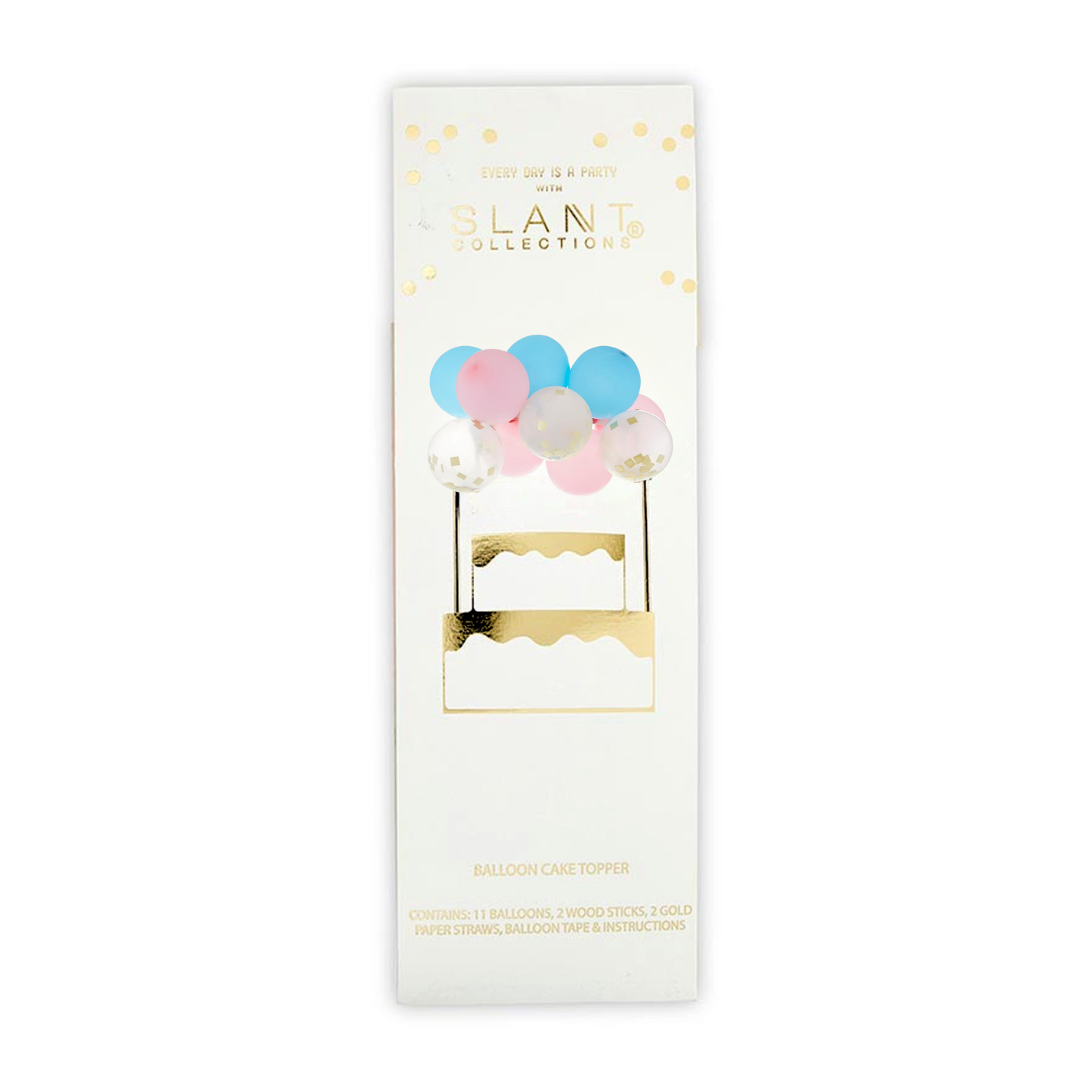 Pastel Pink Blue Balloon Cake Topper | Mini Confetti Balloon Garland