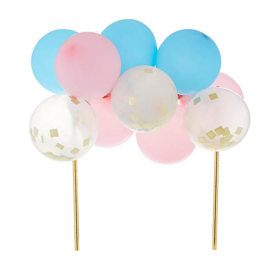 Pastel Pink Blue Balloon Cake Topper | Mini Confetti Balloon Garland