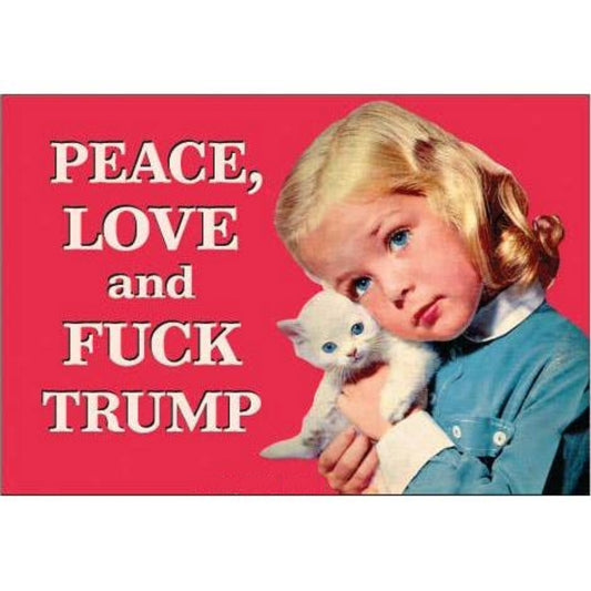 Peace, Love and Fuck Trump Refrigerator Magnet | 3" x 2"-Ephemera-The Bullish Store