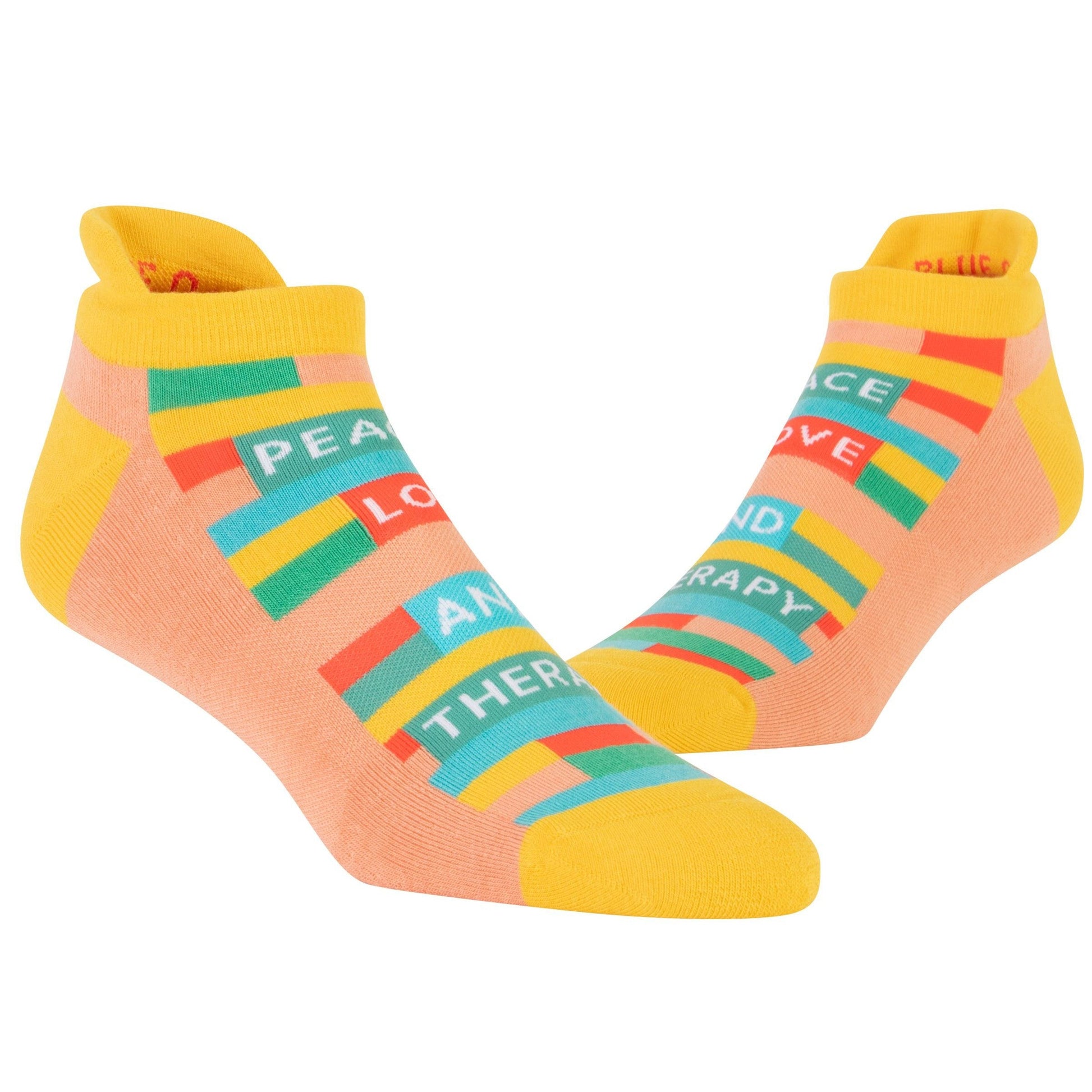 Peace Love and Therapy Women's or Unisex Sneaker Socks [2 Size Options] | BlueQ at GetBullish