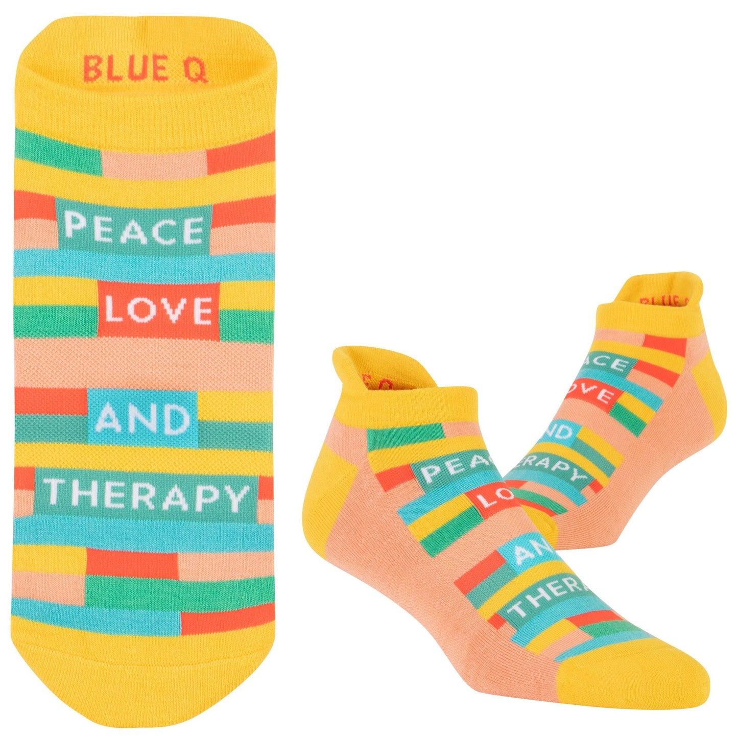 Peace Love and Therapy Women's or Unisex Sneaker Socks [2 Size Options] | BlueQ at GetBullish