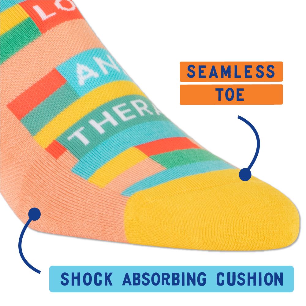 Peace Love and Therapy Women's or Unisex Sneaker Socks [2 Size Options] | BlueQ at GetBullish