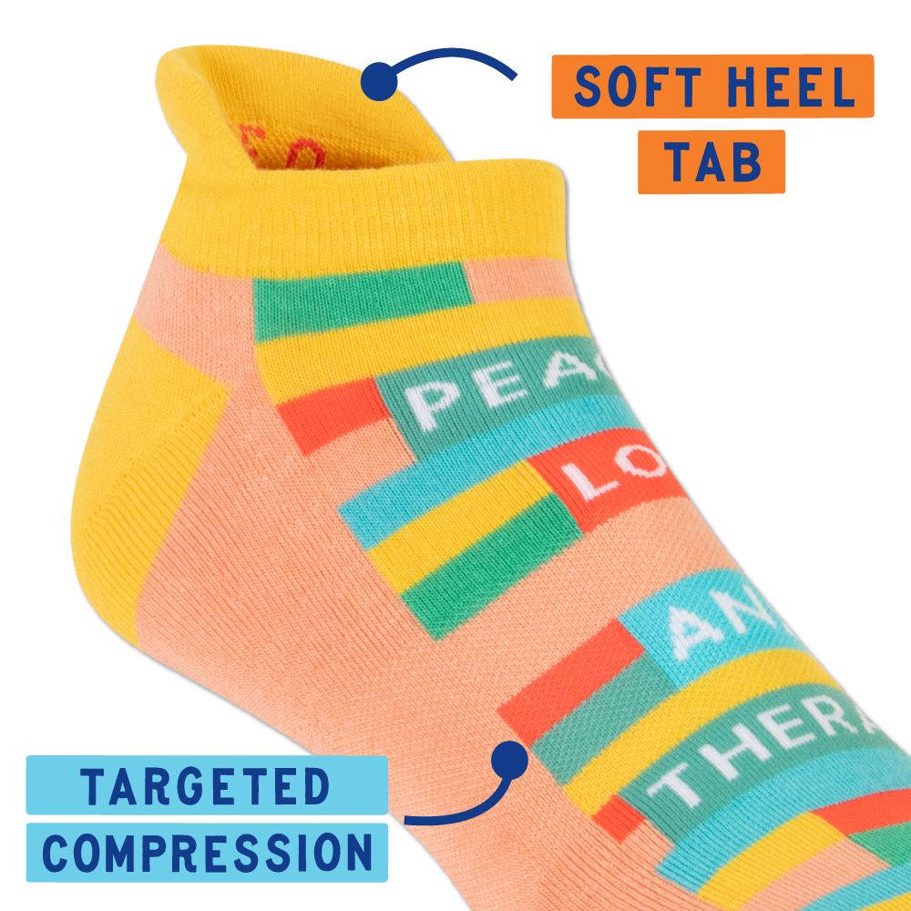 Peace Love and Therapy Women's or Unisex Sneaker Socks [2 Size Options] | BlueQ at GetBullish