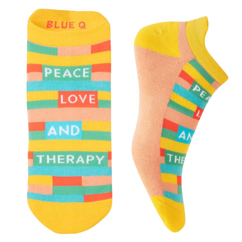 Peace Love and Therapy Women's or Unisex Sneaker Socks [2 Size Options] | BlueQ at GetBullish