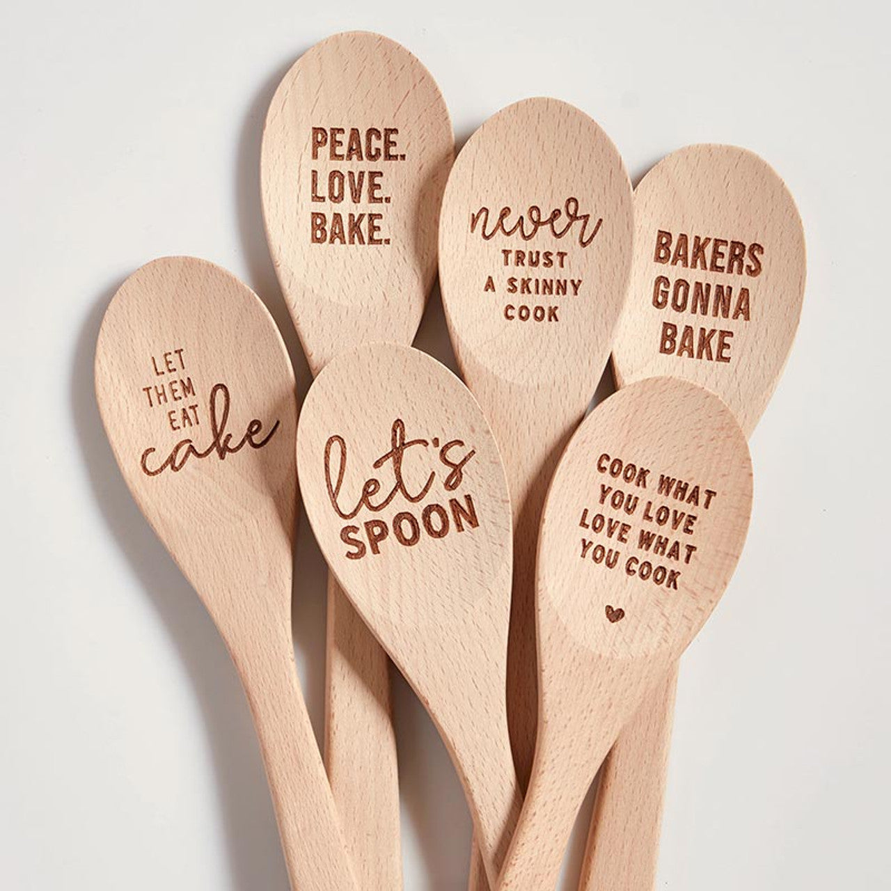 Peace. Love. Bake. Cooking Spoon | Wooden Spoon in Muslin Gift Bag