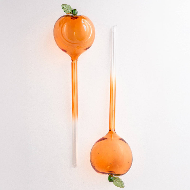Peach Watering Globes | Self-Watering Plant Globes Set of 2