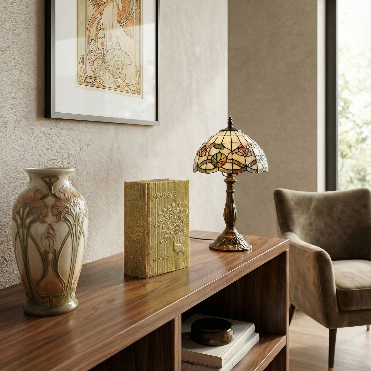 Peacock Metallic Gold Vintage Book Box | Faux Leather Wrap Book Shaped Storage Stash Trinket Box