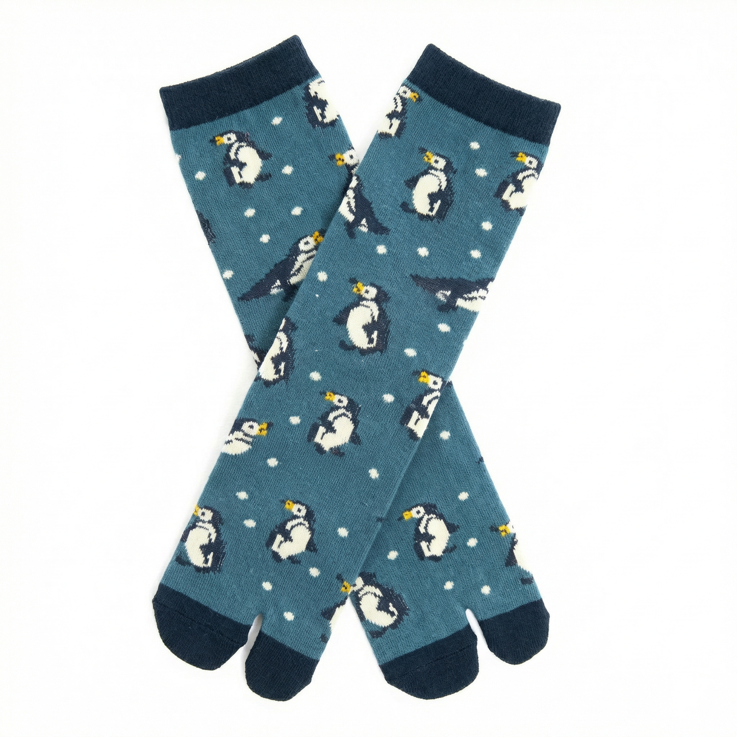 Penguin Split Toe Tabi Socks in Blue | Big Toe Flip Flop Cute Penguin Novelty Crew Socks