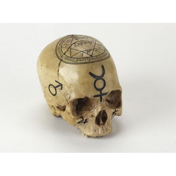 Pentagram Skull | Human Head Scalp Figurine Decor | 5"