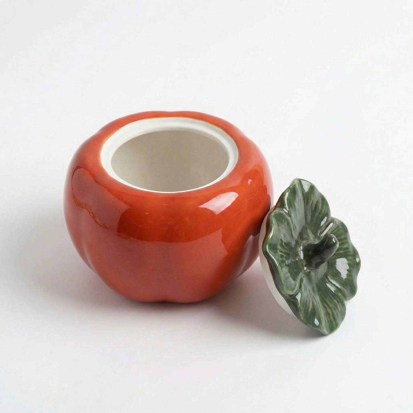 Persimmon Stash Jar | Cute Decorative Storage Jar | Retro Kitsch Home Accent Container