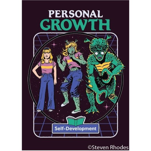 Personal Growth Self-Development Fridge Magnet | '80s Children's Book Style Satirical Art | 2" x 3"