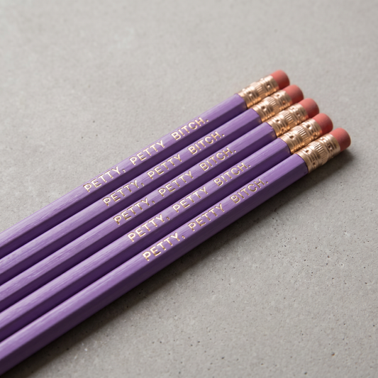 Petty, Petty Bitch Pencil Set in Lilac | Set of 5 Funny Sweary Profanity Pencils