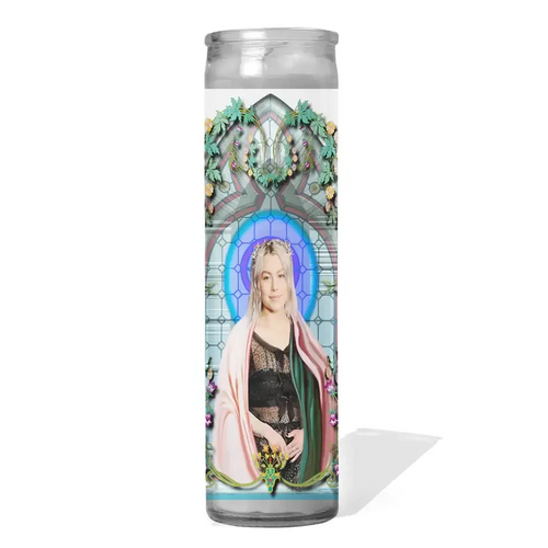 Phoebe Bridgers Celebrity Prayer Candle | White Wax Votive Candle Light