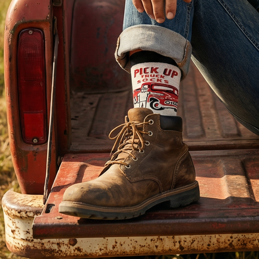 Pick Up Truck 'Til Death Do Us Part Funny Men's Crew Socks | BlueQ at GetBullish