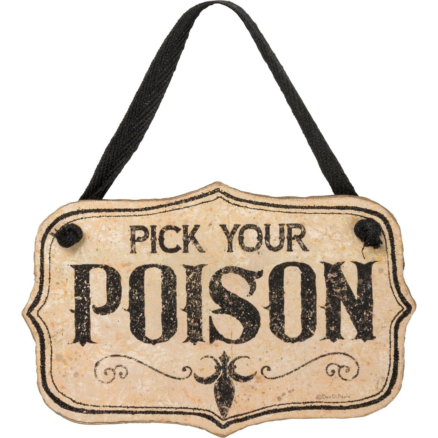 Pick Your Poison Mini Hanging Sign for Liquor/Potion Bottle or Decor | Spooky Wooden Decor | 5" x 3.25"
