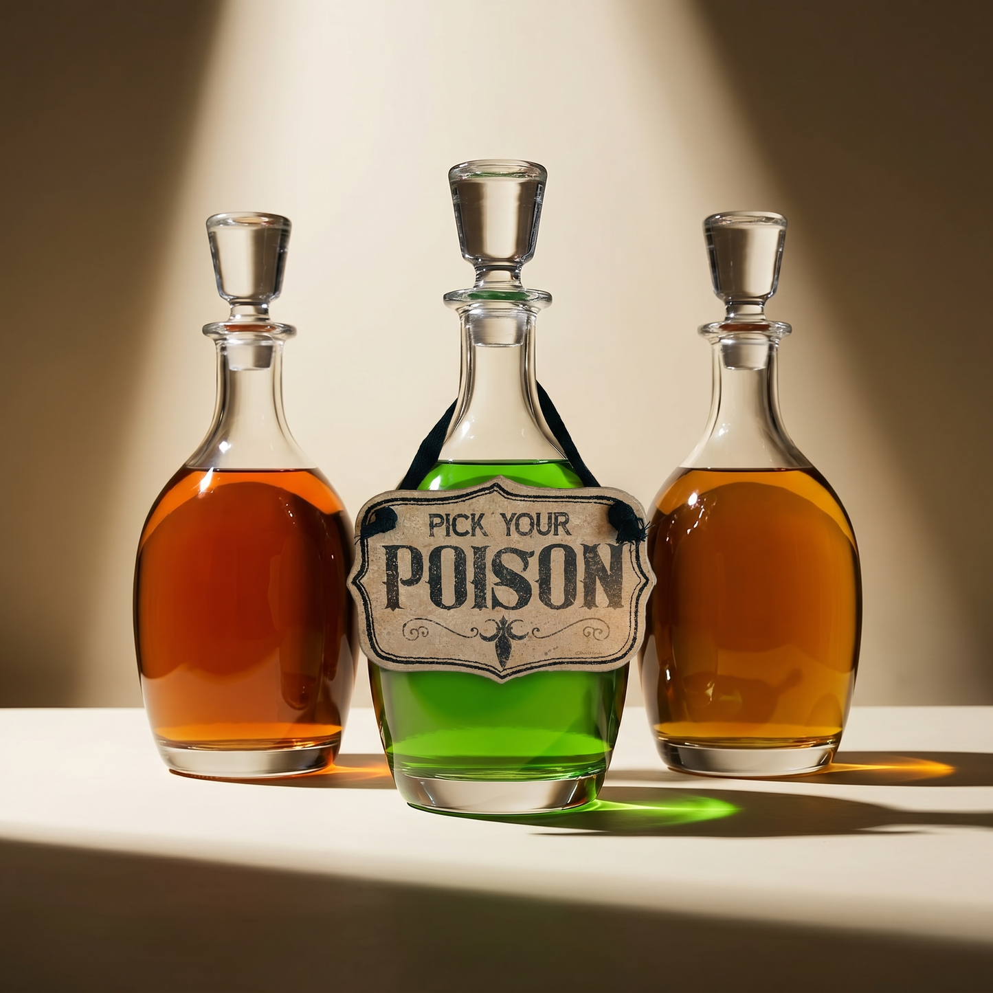 Pick Your Poison Mini Hanging Sign for Liquor/Potion Bottle or Decor | Spooky Wooden Decor | 5" x 3.25"