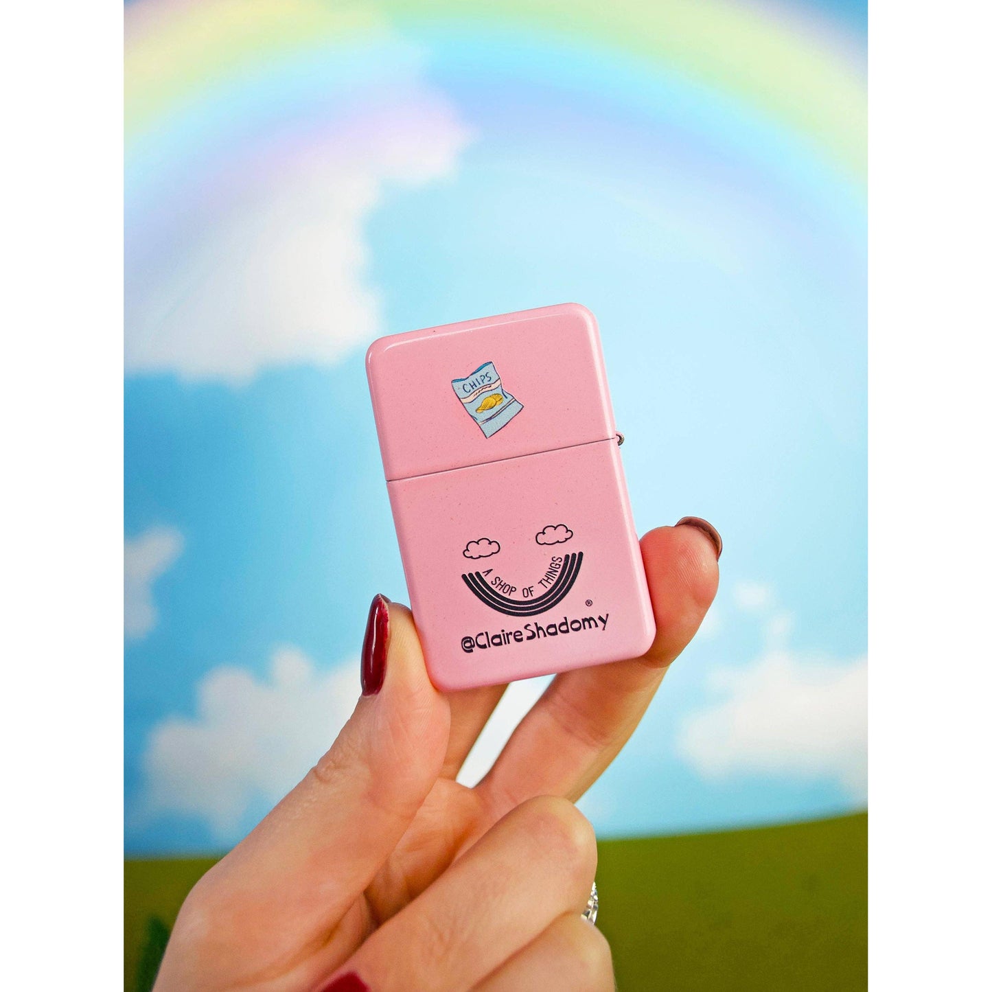 Pigeon with Trash Lighter in Pink | Refillable Cigarette Pocket Igniter