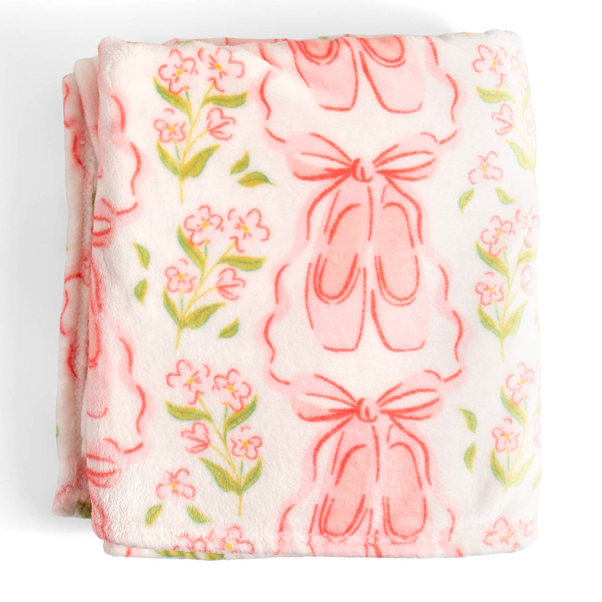 Pink Ballet Slippers & Florals Fleece Throw Blanket | 50" x 60"