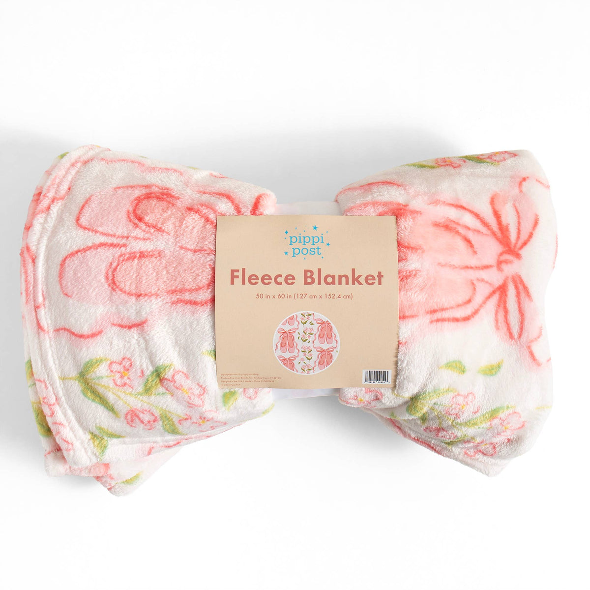 Pink Ballet Slippers & Florals Fleece Throw Blanket | 50" x 60"