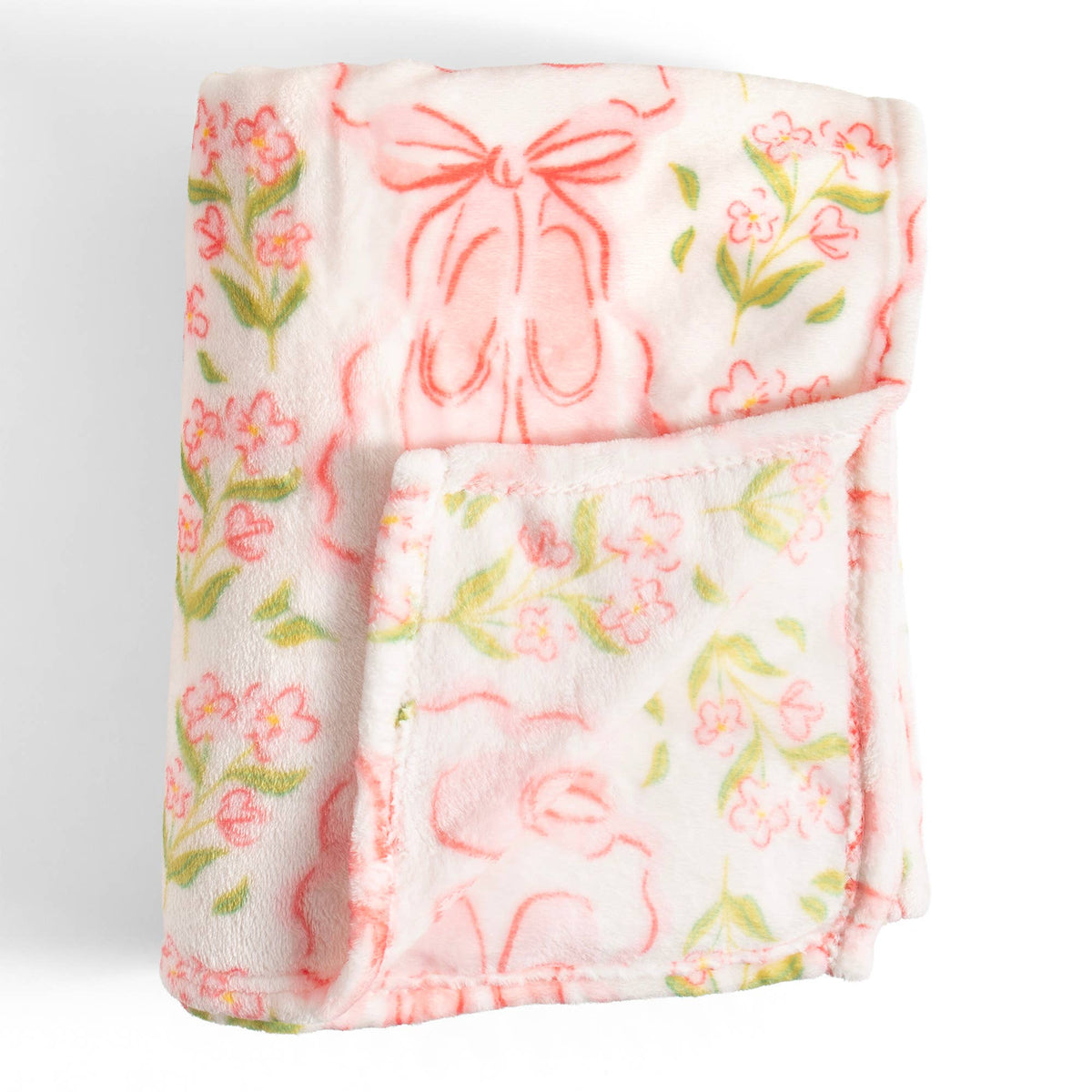 Pink Ballet Slippers & Florals Fleece Throw Blanket | 50" x 60"
