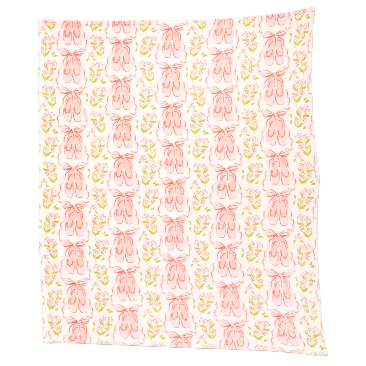 Pink Ballet Slippers & Florals Fleece Throw Blanket | 50" x 60"