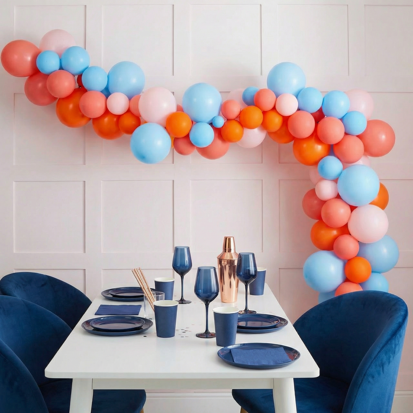 Pink Blue Orange Balloon Arch | 5 ft Party Balloon Garland Kit (60 Pieces)
