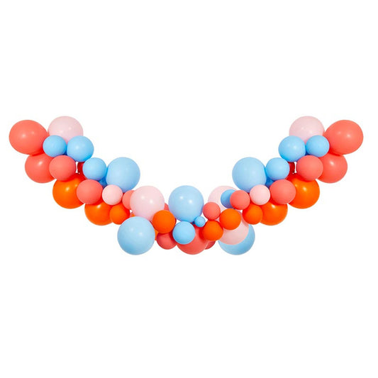 Pink Blue Orange Balloon Arch | 5 ft Party Balloon Garland Kit (60 Pieces)