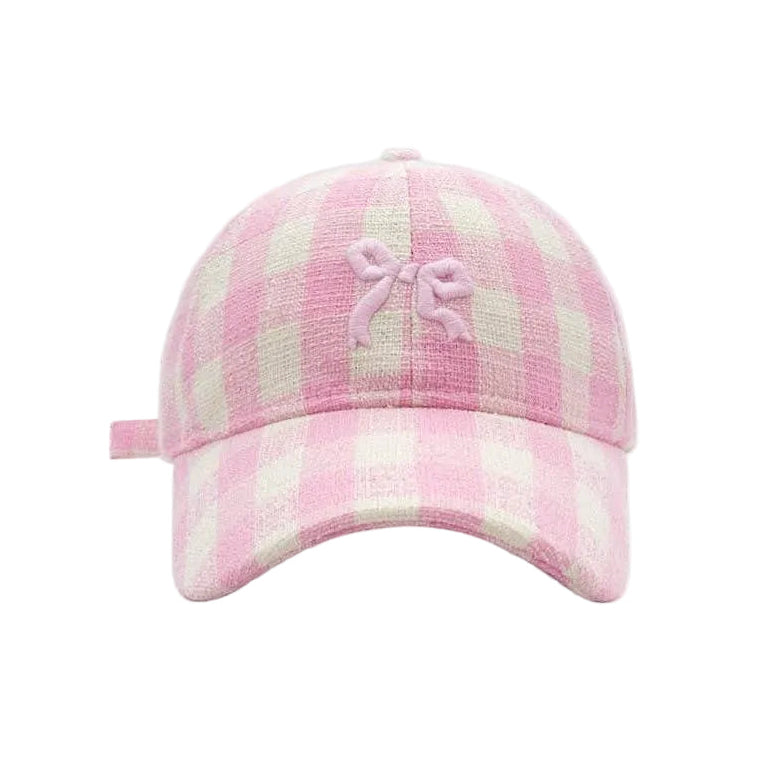 Pink Bow Baseball Cap | Cute Bow Embroidered Women’s Cap | Adjustable Casual Hat
