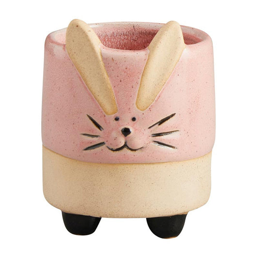 Pink Bunny Pot Small | Succulents Ceramic Animal Shaped Planter | 4" Tall