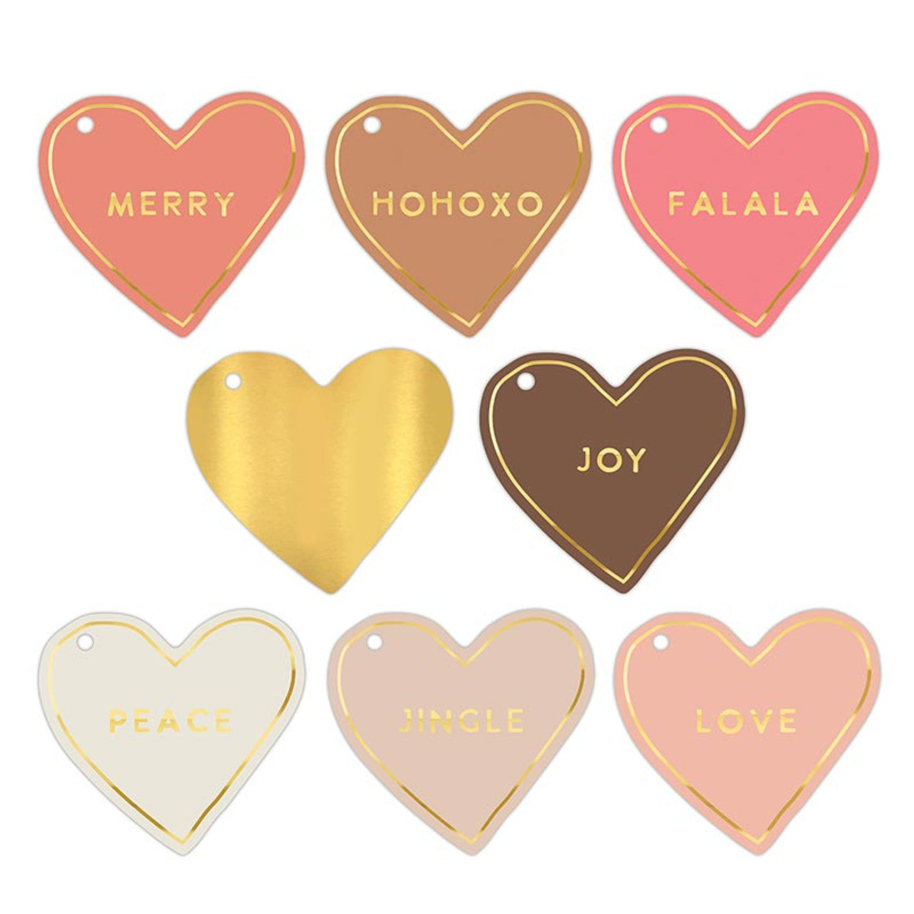 Pink Christmas Die-Cut Heart Gift Tag Book | 24 Gold Foil Blush Holiday Tags with Twine-Santa Barbara Design Studio-The Bullish Store