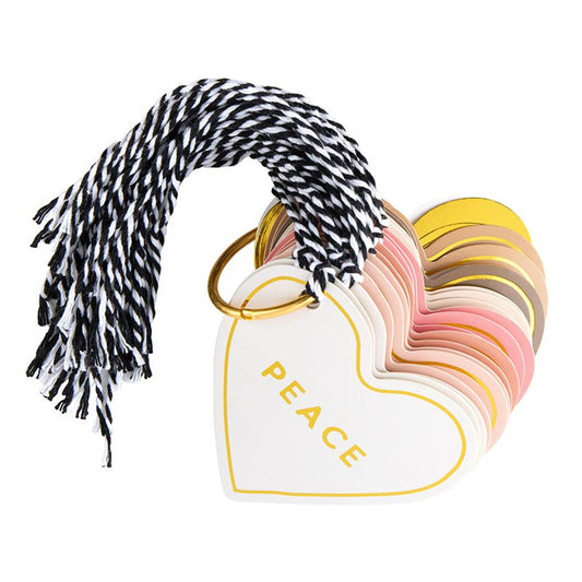 Pink Christmas Die-Cut Heart Gift Tag Book | 24 Gold Foil Blush Holiday Tags with Twine