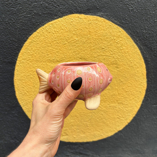 Pink Fish Mini Planter Pot | Tropical Shaped Fish Pot | 5" x 3"